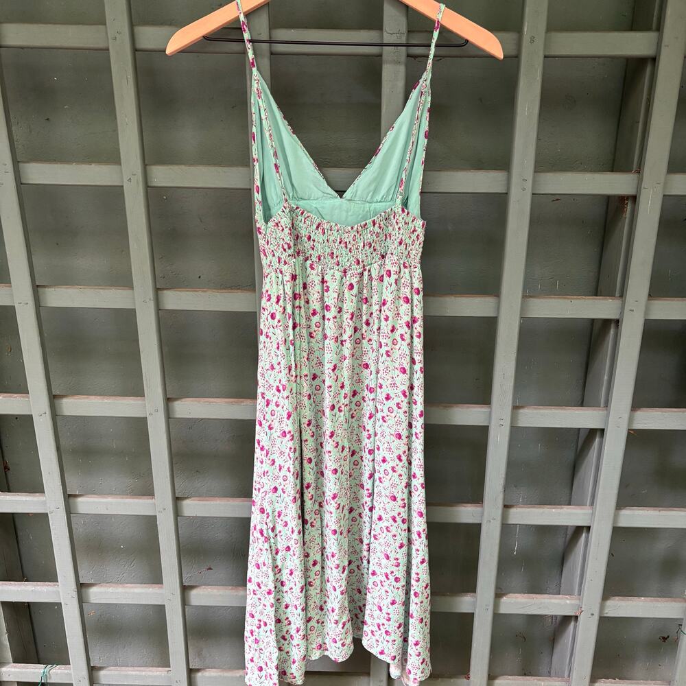 Bisouxx Mint Green Floral V-Neck Midi Dress 90’s Romantic Grunge- size M - Picture 5 of 9